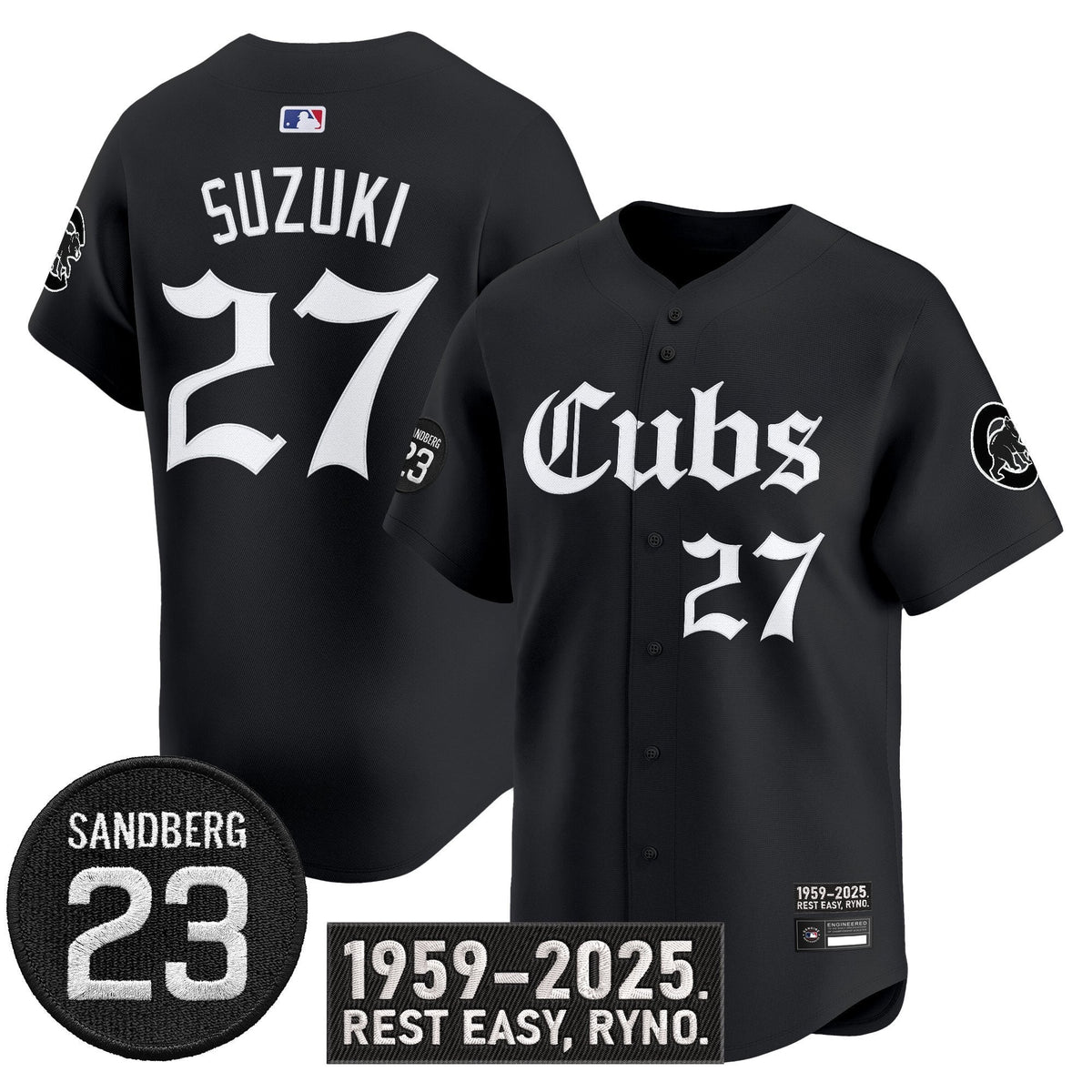 Seiya Suzuki Jersey #27 Chicago Cubs Ryne Sandberg Tribute Stitched Black