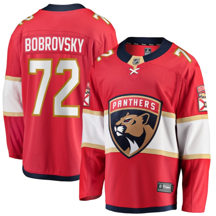 Sergei Bobrovsky 72 Florida Panthers 2025 Breakaway Player Men Jersey Red
