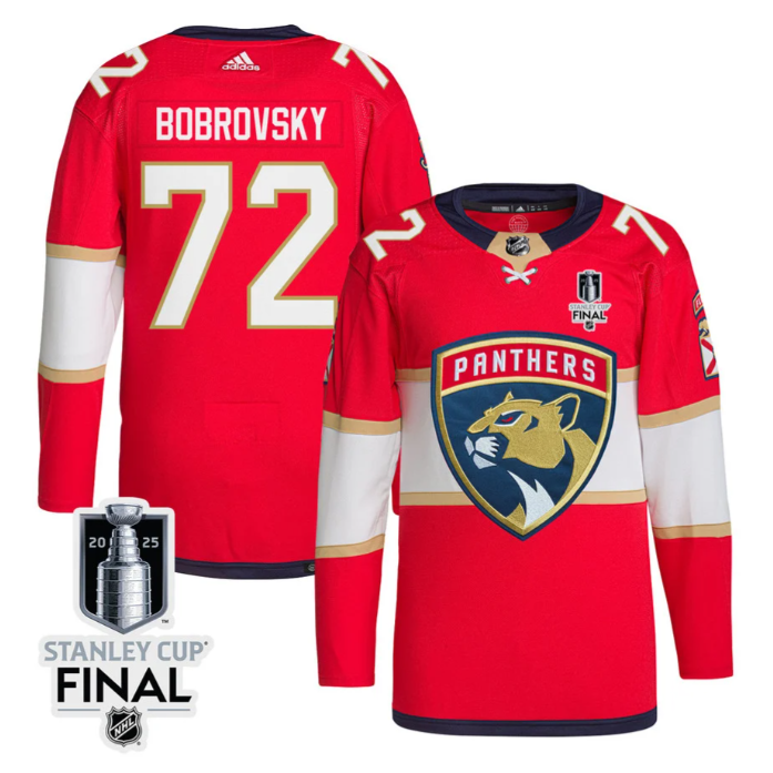 Sergei Bobrovsky 72 Florida Panthers 2025 STANLEY CUP Final Patch Home Men Jerse