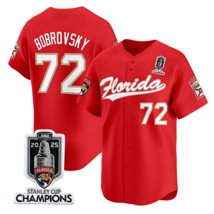 Sergei Bobrovsky Jersey #72 Florida Panthers 2025 Stanley Cup Champions White