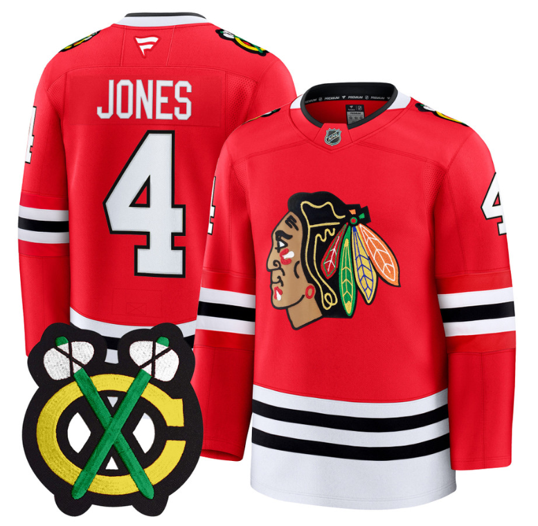 Seth Jones Jersey #4 Chicago Blackhawks Premium All Stitched Red