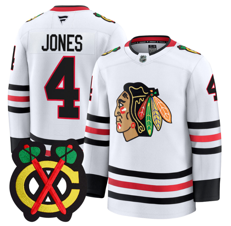 Seth Jones Jersey #4 Chicago Blackhawks Premium All Stitched White