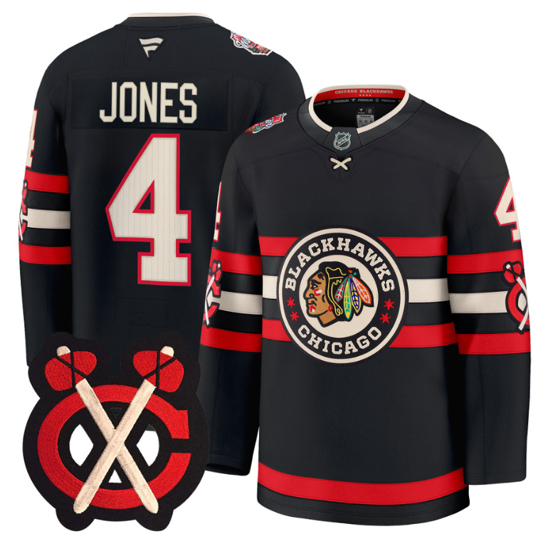 Seth Jones Jersey #4 Chicago Blackhawks Winter Classic Patch Stitched Black
