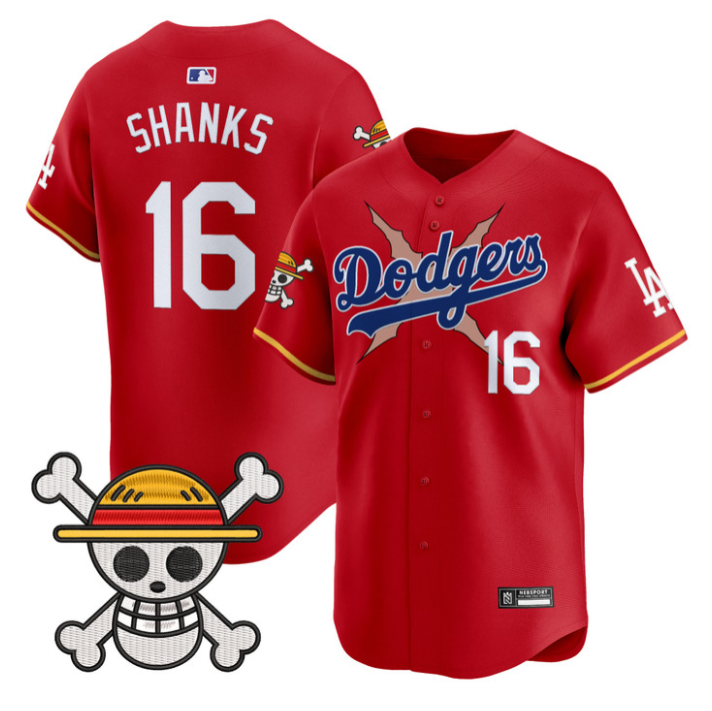 Shanks Jersey #16 Los Angeles Dodgers One Piece 2025 Vapor Limited Red