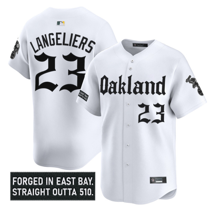 Shea Langeliers Jersey #23 Oakland Athletics Gothic East Bay Edition White