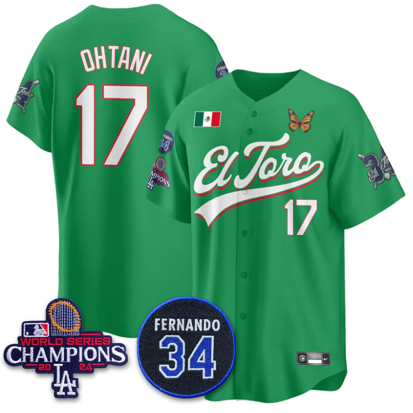 Shohei Ohtani Jersey #17 Dodgers Mexican El Toro For 34 Stitched Green