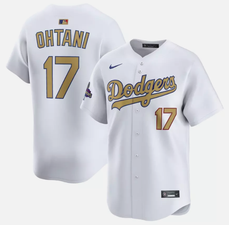 Shohei Ohtani Jersey #17 Dodgers White 2025 Gold Collection Limited Stitched