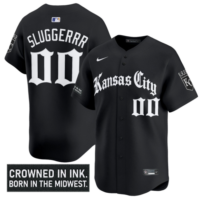 Sluggerrr Jersey #00 Kansas City Royals Gothic Crown Edition Vapor Stitched Blac