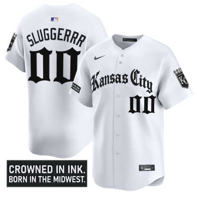 Sluggerrr Jersey #00 Kansas City Royals Gothic Crown Edition Vapor Stitched Whit