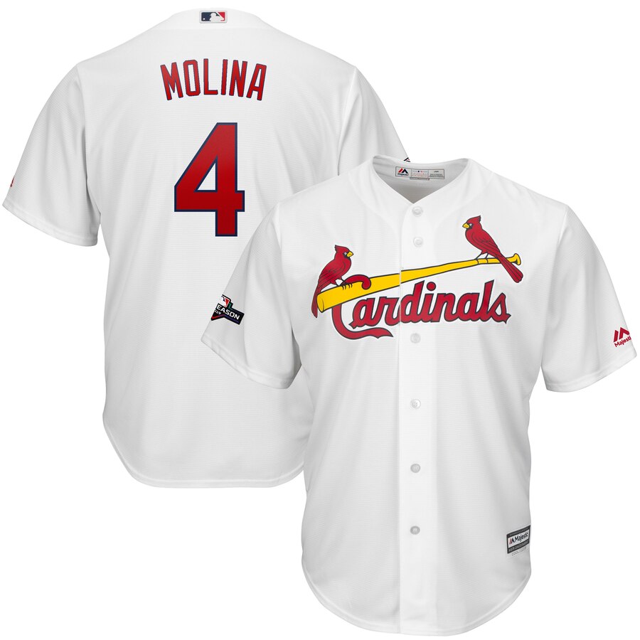 St Louis Cardinals 4 Yadier Molina Majestic 2019 Postseason Official Cool Base Player White Jersey