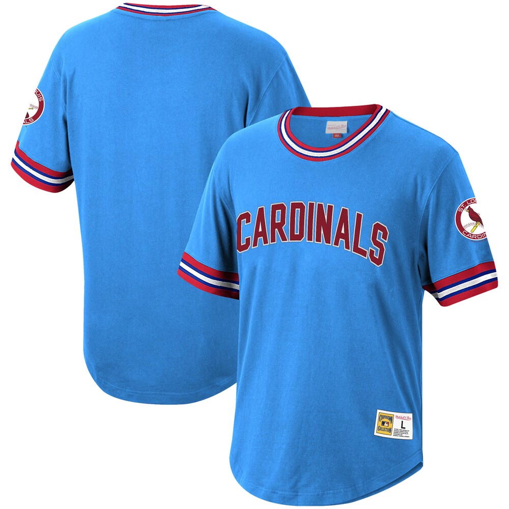 St Louis Cardinals Mitchell Ness Cooperstown Collection Wild Pitch Jersey T shirt Light Blue