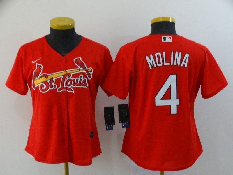 St Louis Cardinals Yadier Molina 4 2020 Mlb Red Orange Womens Jersey