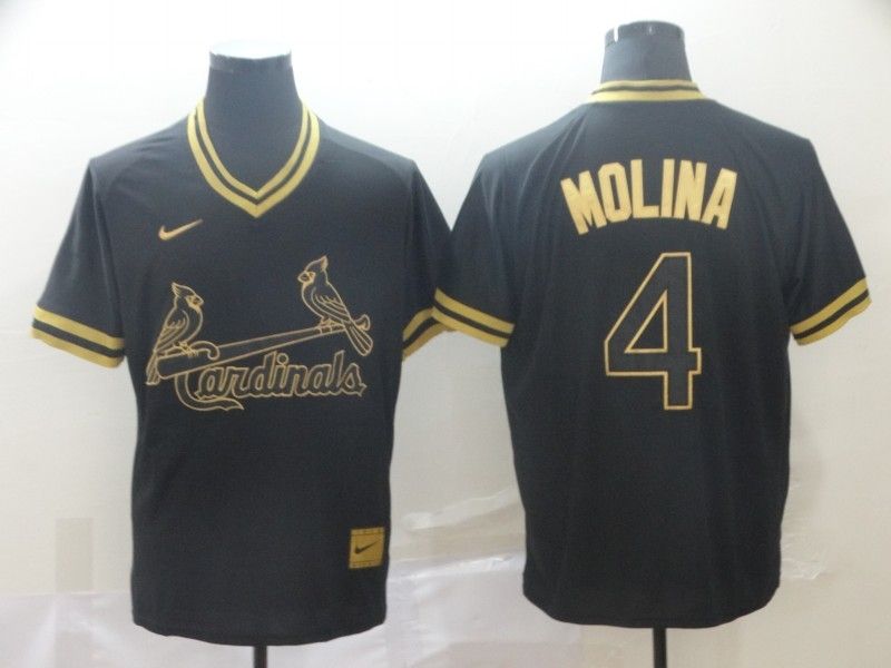 St Louis Cardinals Yadier Molina 4 Mlb Gold Brandedition Black Jersey