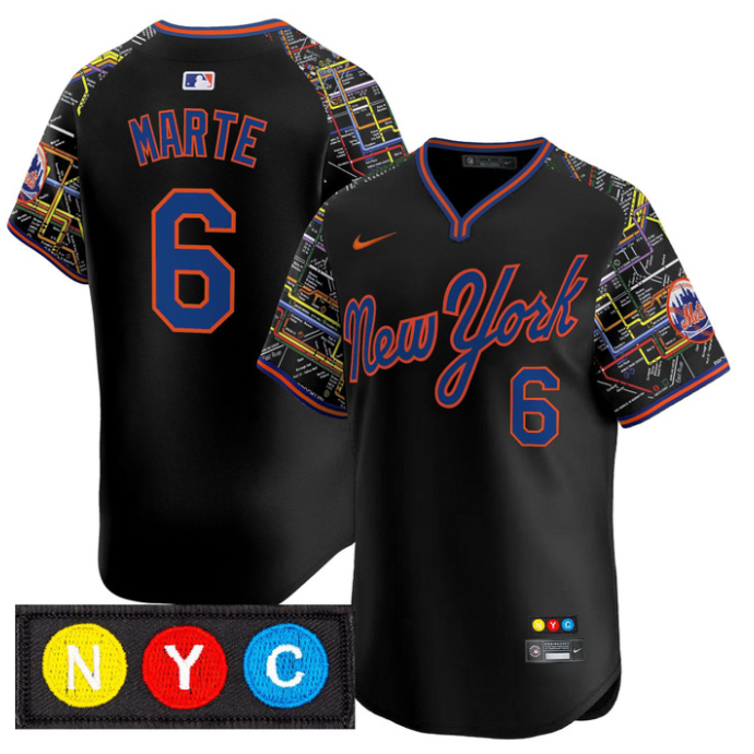 Starling Marte Jersey #6 New York Mets Subway Style Vapor Premier Limited Stitch