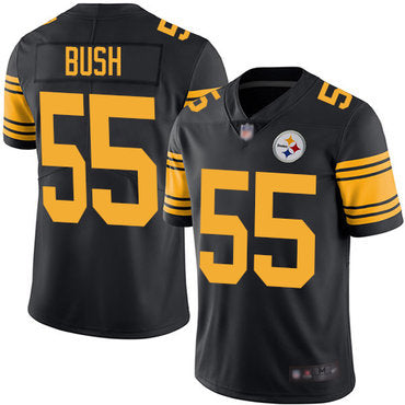 Steelers 55 Devin Bush Black Mens Stitched Football Limited Rush Jersey