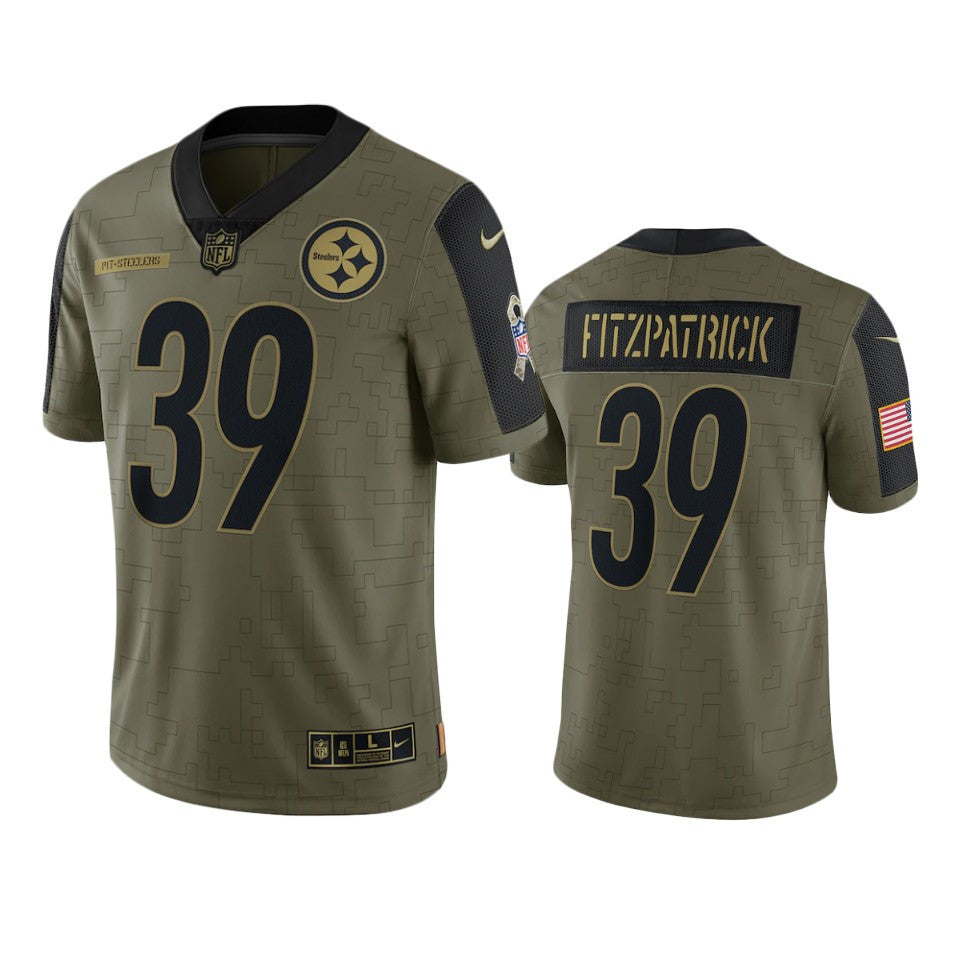 Steelers Minkah Fitzpatrick Limited Jersey Olive 2021 Salute To Service