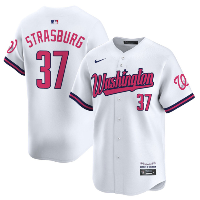 Stephen Strasburg Jersey #37 Washington Nationals Vapor Limited All Stitched Whi