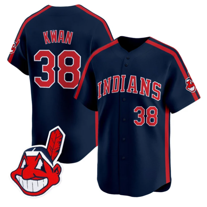 Steven Kwan Jersey #38 Cleveland Indians Ricky Wild Thing Vaughn Stitched Navy