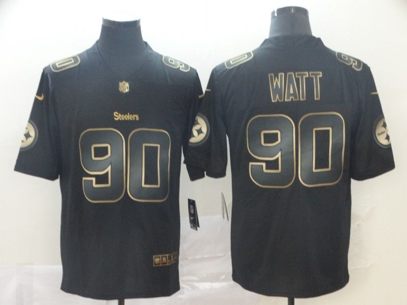 T J Watt 90 Pittsburgh Steelers Nfl Explosion Legendary Gold Black Jersey