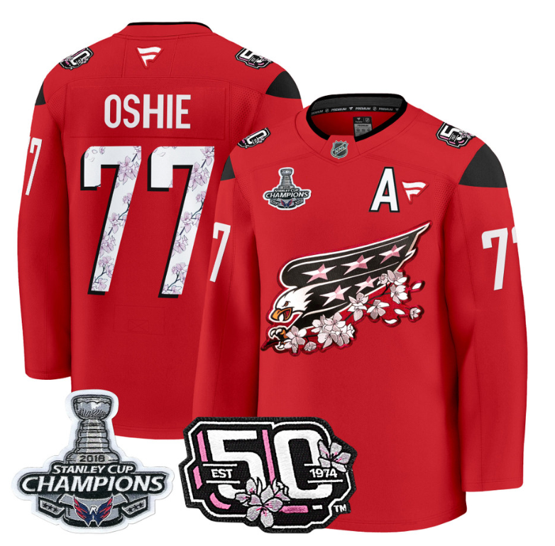 T.J. Oshie Jersey #77 Washington Capitals 50th 2018 Stanley Cup Champions Patch