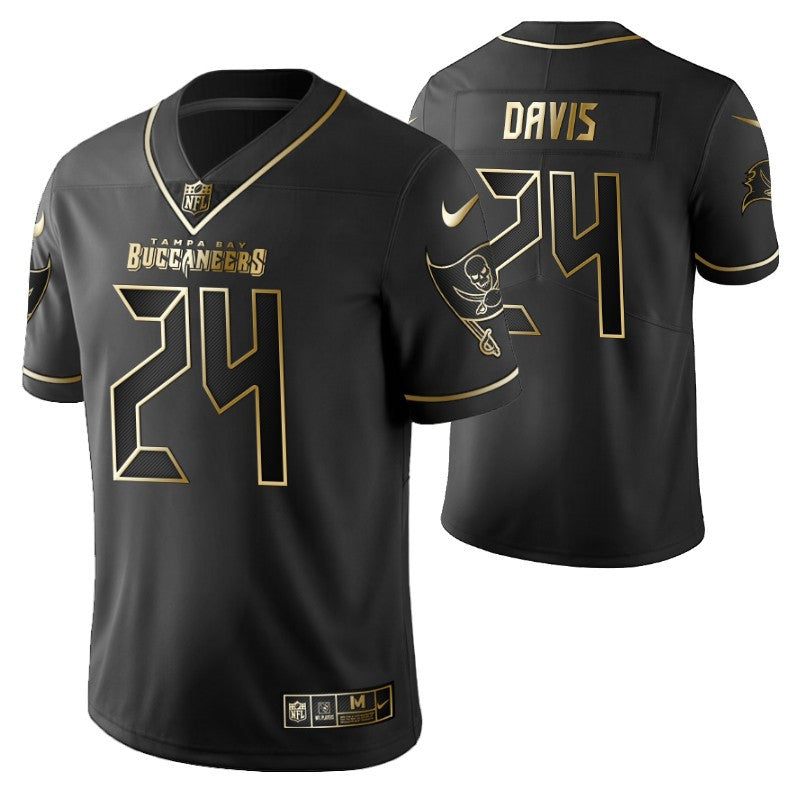 Tampa Bay Buccaneers Carlton Davis 24 2021 Nfl Golden Brandedition Black Jersey Gift For Buccaneers Fans