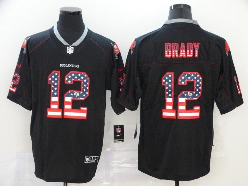 Tampa Bay Buccaneers Tom Brady 12 Nfl 2020 Us Flag Black Jersey