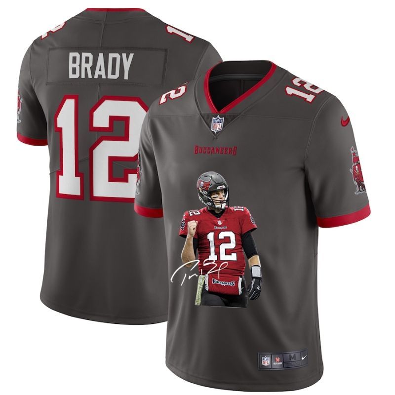 Tampa Bay Buccaneers Tom Brady 12 Nfl Portrait Brandedition Grey Jersey