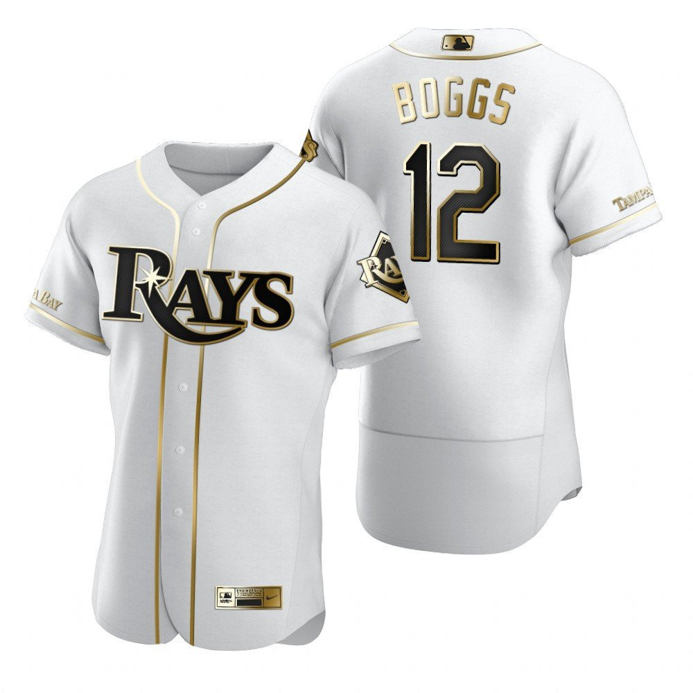 Tampa Bay Rays 12 Wade Boggs Mlb Golden Brandedition White Jersey Gift For Rays Fans
