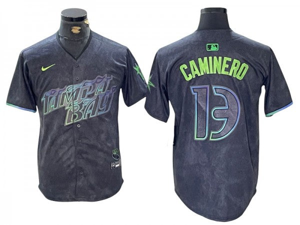 Tampa Bay Rays #13 Junior Caminero Black 2024 City Connect Limited Jersey