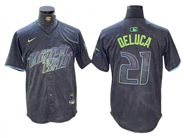 Tampa Bay Rays #21 Jonny DeLuca Black 2024 City Connect Limited Jersey