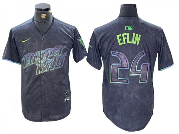 Tampa Bay Rays #24 Zach Eflin Black 2024 City Connect Limited Jersey