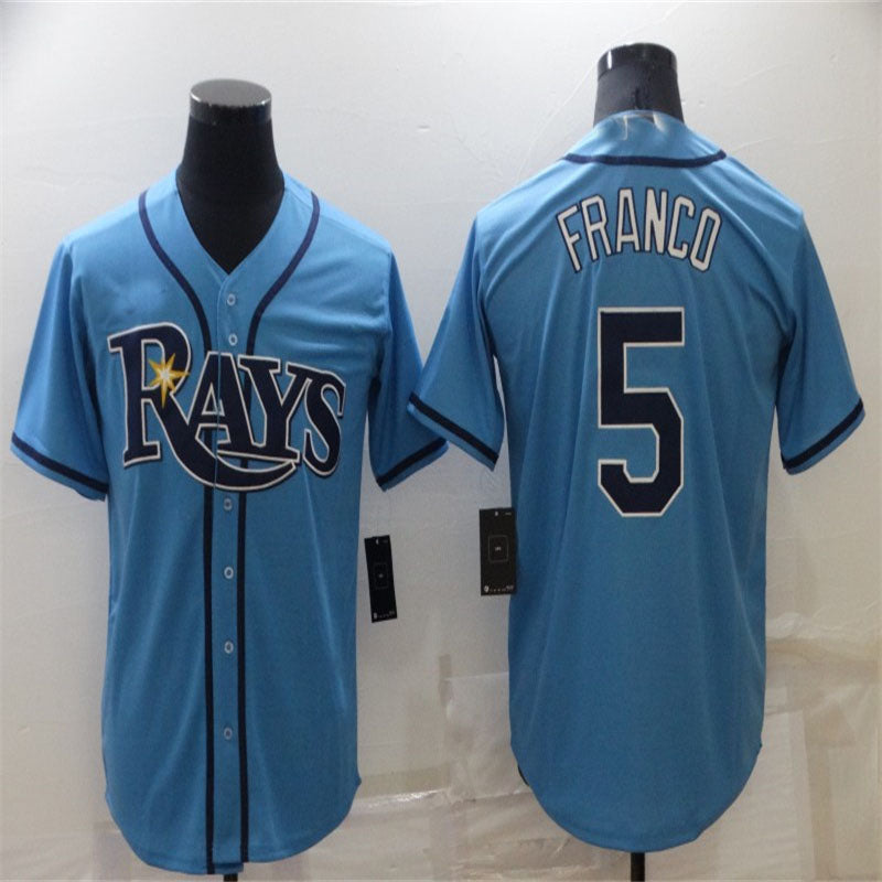 Tampa Bay Rays #5 Wander Franco Light Blue Stitched Cool Base Jersey Baseball Je