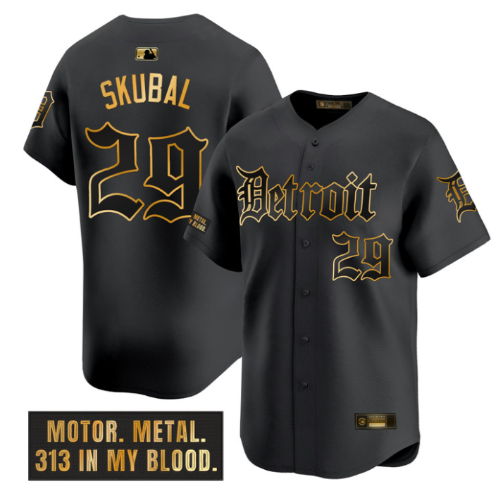 Tarik Skubal Jersey #29 Detroit Tigers Motor Gothic Edition Stitched Black Gold