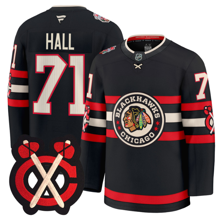 Taylor Hall Jersey #71 Chicago Blackhawks Winter Classic Patch Stitched Black