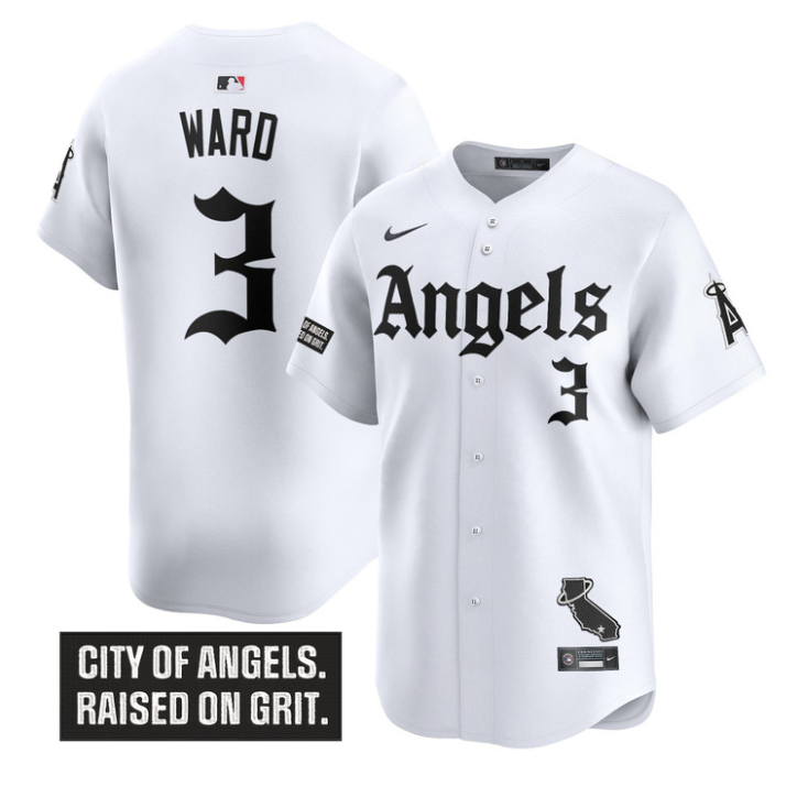 Taylor Ward Jersey #3 Los Angeles Angels Gothic Halo Edition Stitched White