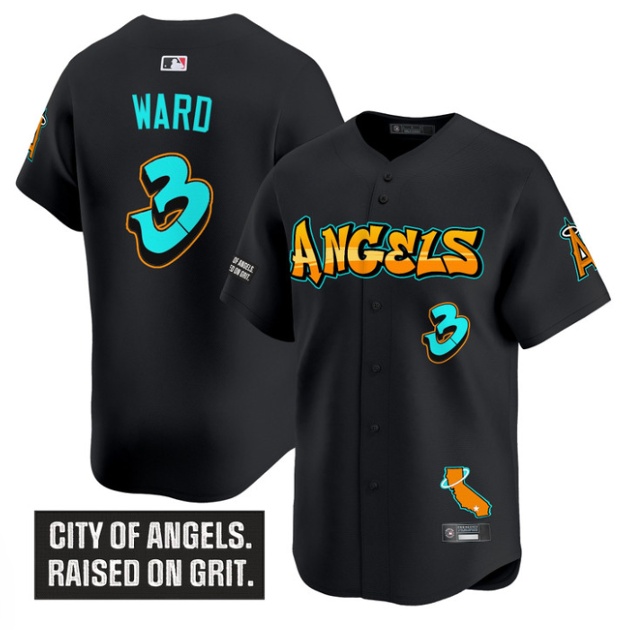 Taylor Ward Jersey #3 Los Angeles Angels Graffiti Halo Drop Edition Black