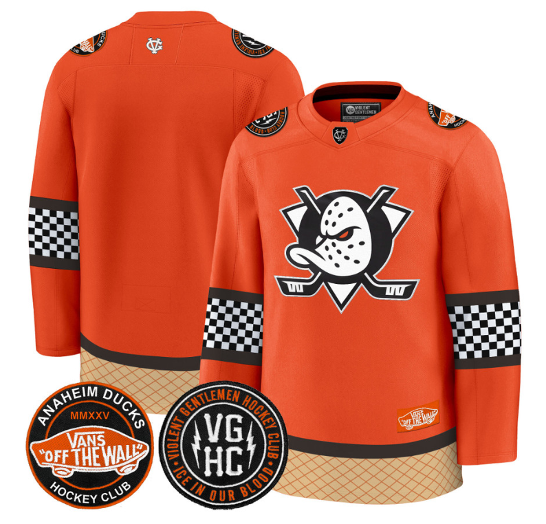 Team Jersey Anaheim Ducks Checkerboard 2025 Premium Stitched Orange