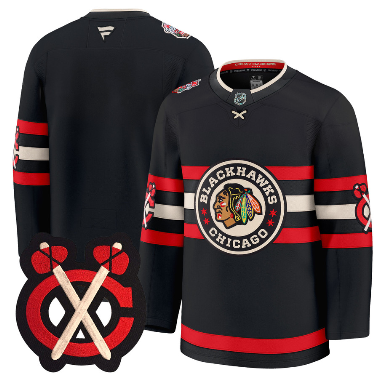 Team Jersey Chicago Blackhawks Winter Classic Patch Premium Stitched Black