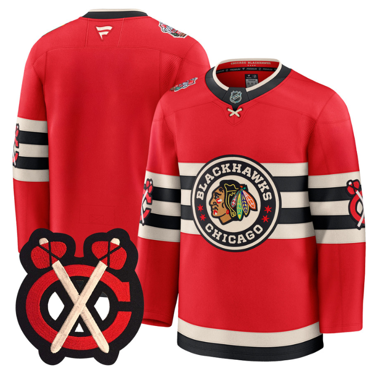 Team Jersey Chicago Blackhawks Winter Classic Patch Premium Stitched Red