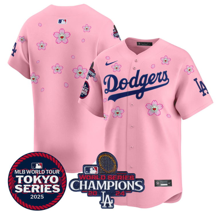 Team Jersey No Name Dodgers Tokyo Series 2025 World Series Champions Patch Cherr