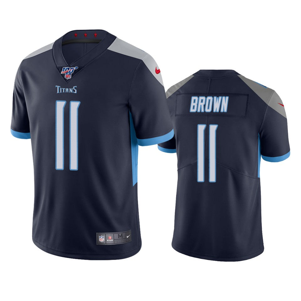 Tennessee Titans Aj Brown Navy 100th Season Vapor Limited Jersey
