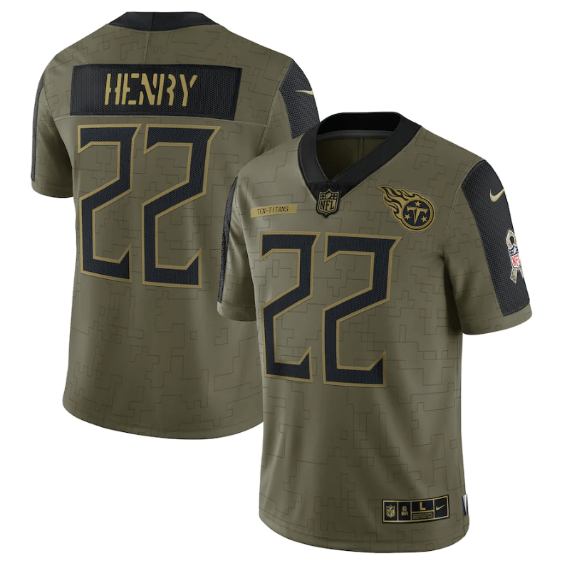Tennessee Titans Derrick Henry 222 Nfl Olive 2021 Salute To Service Player Men Jersey For Titans Fans