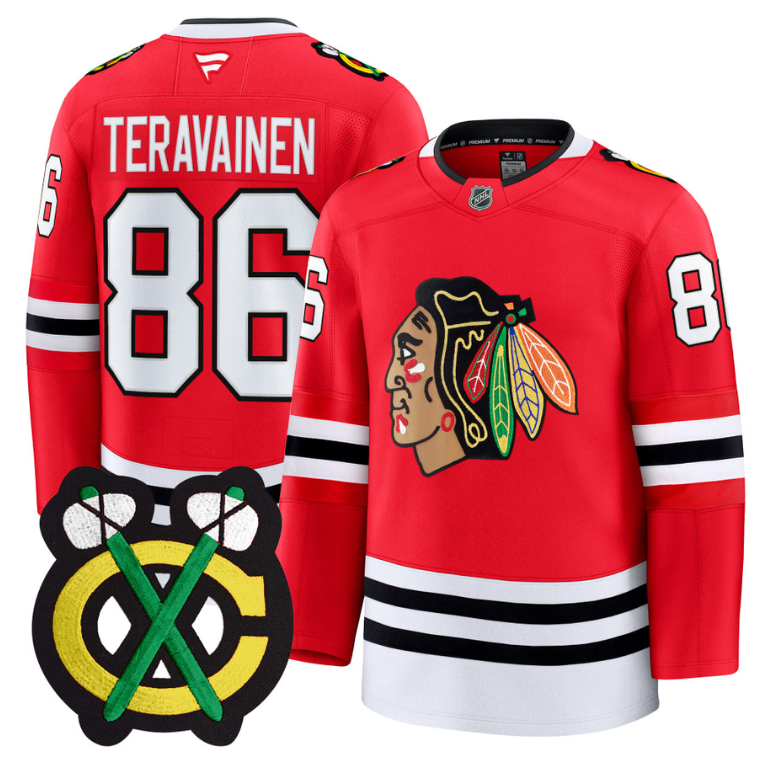 Teuvo Teravainen Jersey #86 Chicago Blackhawks Premium All Stitched Red