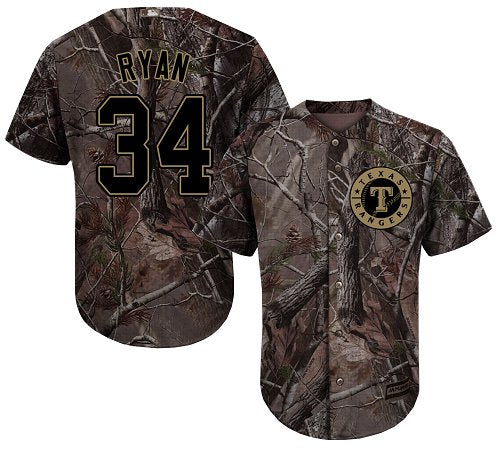 Texas Rangers 34 Nolan Ryan Camo Realtree Collection Cool Base Stitched Baseball Jersey