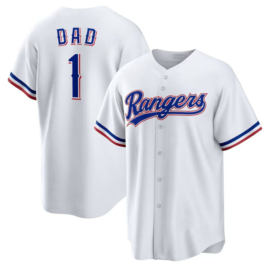 Texas Rangers #1 Dad Home Replica Jersey White Stitched Baseball Jersey