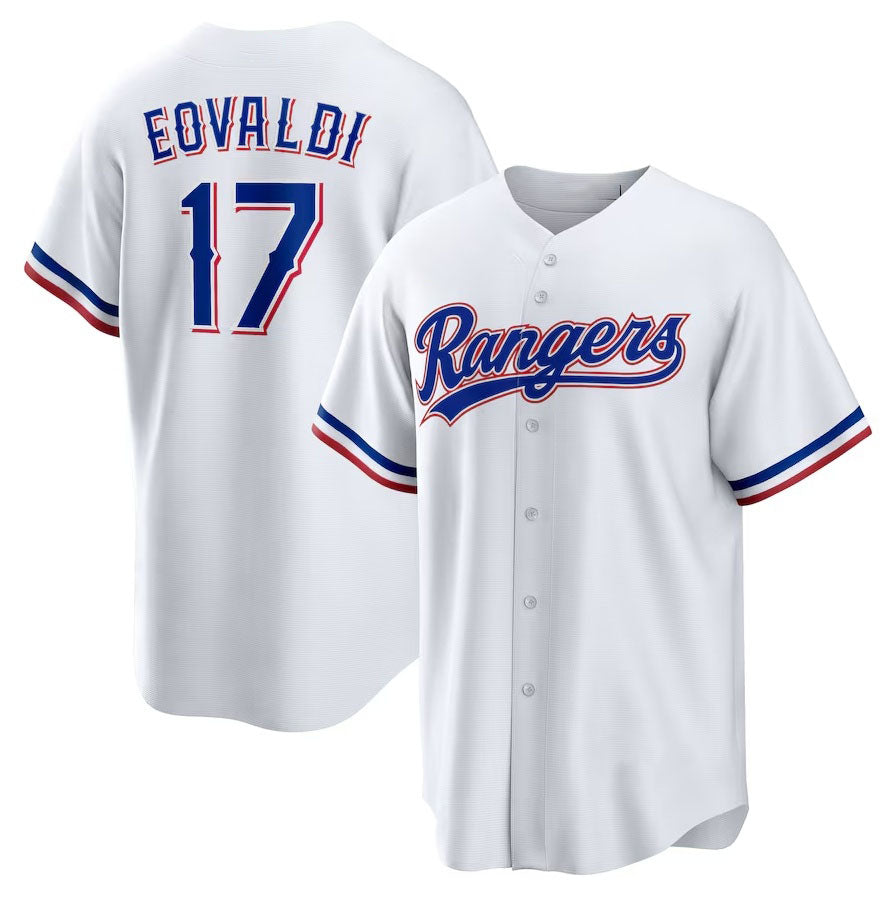 Texas Rangers #17 Nathan Eovaldi Home Replica Jersey White Stitched Baseball J