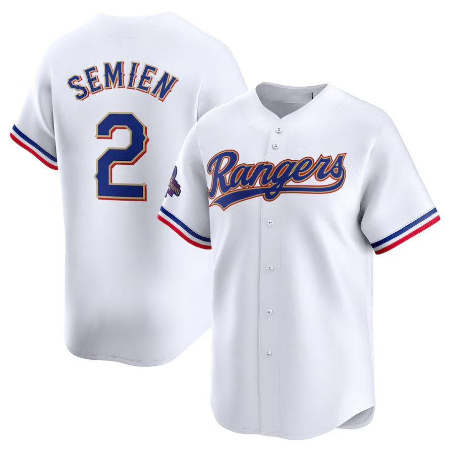 Texas Rangers #2 Marcus Semien 2024 Gold Collection Limited Player Jersey White