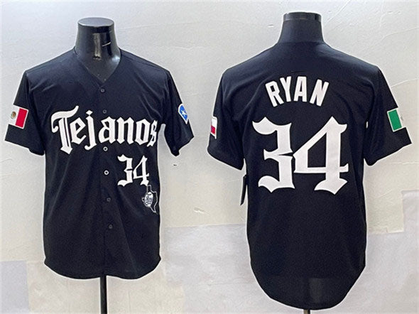 Texas Rangers #34 Nolan Ryan Black Mexico 2025 Vapor Premier Limited Stitched Ba