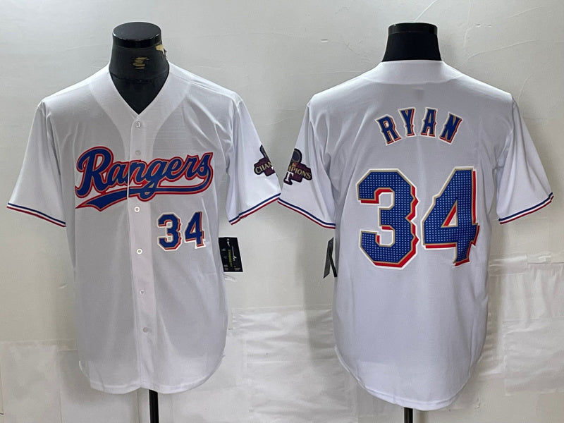 Texas Rangers #34 Nolan Ryan Number White 2024 Gold Collection Limited Cool Base