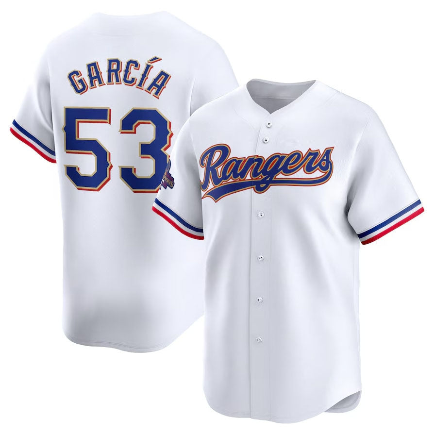 Texas Rangers #53 Adolis Garcia 2024 Gold Collection Limited Player Jersey Whit